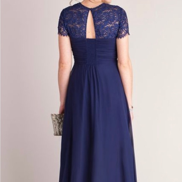 Navy Blue Silk & Lace Maternity Evening Dress - worn once - Picture 2 of 2